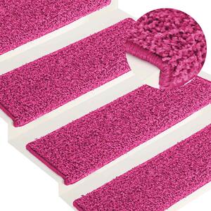 Schodové rohože 15 ks 65 x 21 x 4 cm růžové s obdélníkovým okrajem 326203