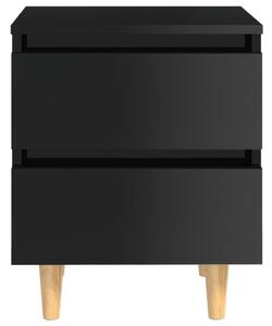 Noční stolky Gorgon - nohy z borovice - 2 ks - 40x35x50 cm | černé vysoký lesk