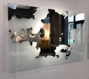 Designové pískované zrcadlo s podsvícením - 80 x 120 - Mraky I