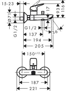Hansgrohe Logis Baterie vanová nástěnná 71400000