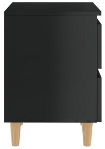 Noční stolky Gorgon - nohy z borovice - 2 ks - 40x35x50 cm | černé vysoký lesk