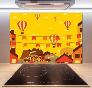 Panel do kuchyně Balony nad městem pl-pksh-100x70-f-54646411
