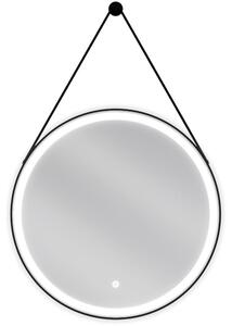 Mexen Reni osvětlené koupelnové zrcadlo, kulaté 60 cm, LED 6000K, antipara, černý rám - 9812-060-060-611-70