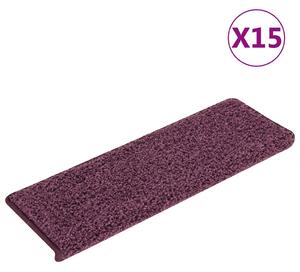 Schodové rohože 15 ks 65 x 21 x 4 cm tmavě fialové s obdélníkovým okrajem 326205