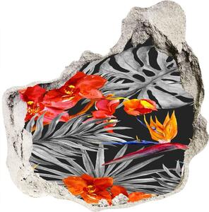 Díra 3D fototapeta nálepka Plameňáci a květiny nd-p-115695227