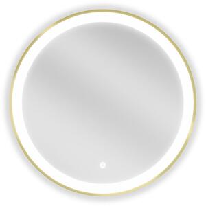Mexen Esso osvětlené koupelnové zrcadlo, kulaté 60 cm, LED 6000K, anti-pára, zlatý rám - 9825-060-060-611-50