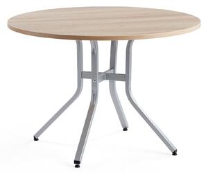 AJ Produkty Stůl VARIOUS, Ø1100 mm, výška 740 mm, stříbrná, dub