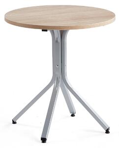 AJ Produkty Stůl VARIOUS, Ø700 mm, výška 740 mm, stříbrná, dub