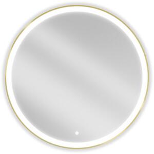 Mexen Esso koupelnové kulaté zrcadlo osvětlené, průměr 90 cm, LED 6000K, proti mlžení, zlatý rám - 9825-090-090-611-50