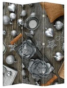 Paraván - Stříbrné vánoční dekorace (126x170 cm)