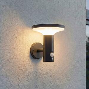 PRIOS LED solární nástěnné svítidlo Kalen, 17 cm, černé, se senzorem, Černá, kov, Moderní