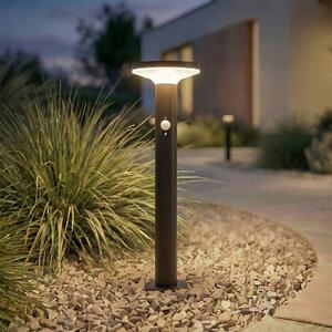 PRIOS LED solární podlahová lampa Kalen, černá, 50 cm, se senzorem, Černá, kov, Moderní