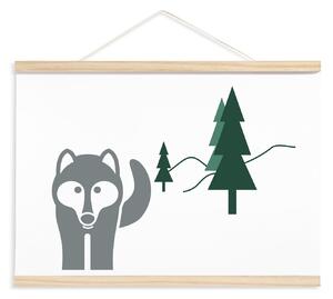 Dětský plakát - Vlk v lese