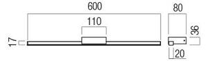 Redo 01-3270 Aston, koupelnové svítidlo nad zrcadlo LED 12W 3000/4000K, černá, délka 60cm, IP44