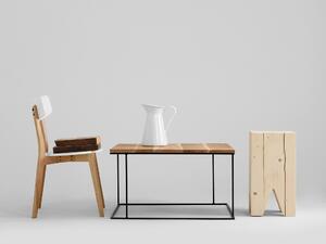 Nordic Design Přírodní masivní konferenční stolek Valter s černou podnoží 100x100 cm