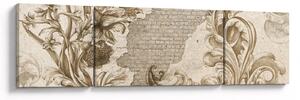 Obraz - Zeď s květy (170x50 cm)