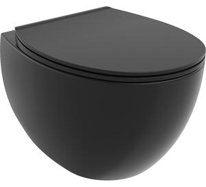 Mexen Egg WC mísa Rimless s pomalu klesající deskou slim, duroplast, černá mat - 30245070