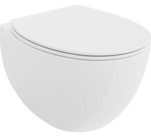 Mexen Egg WC mísa Rimless s pomalu sklápějícím sedátkem slim, duroplast, bílý lesk - 30245000