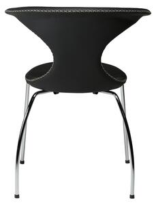 ​​​​​Dan-Form Černá kožená jídelní židle DAN-FORM Flair s chromovanou podnoží