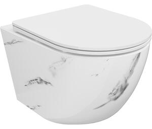 Mexen Lena WC mísa Rimless se sedátkem slim s pomalým zavíráním, duroplast, bílý kámen - 30224092