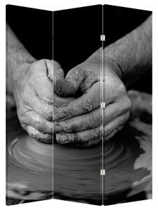 Paraván - Výroba keramiky - černobílý (126x170 cm)