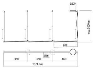 Redo 01-2799 Stick, závěsné svítidlo LED 36W 3000K, stmívatelné, černá, délka 3x86cm