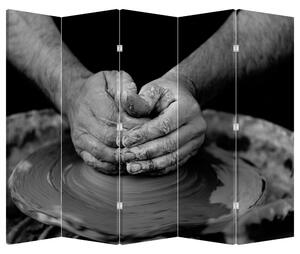 Paraván - Výroba keramiky - černobílý (210x170 cm)