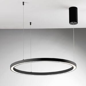 Luce Ambiente Design LED závěsné světlo Hoop, černá, Ø 80 cm, kov,, Černá, Obývací pokoj / jídelna, Hliník, Moderní