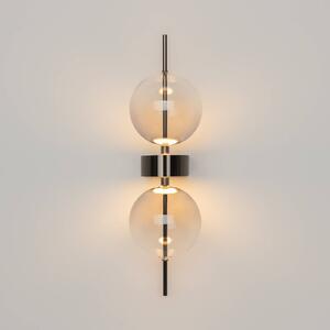 Maytoni LED nástěnné světlo DOUBLE MOON, kouřově šedé, výška 43 cm, sklo, stmívatelný, Hliník / šedá / zinek, Obývací pokoj / jídelna, Sklo, Moderní, Koule
