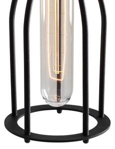 Nordic Design Černé kovové závěsné světlo Industry Tall Ø 10 cm s měděnými detaily
