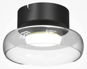 Maytoni LED stropní svítidlo FLOAT, čiré/černé, Ø 20 cm, sklo/kov, stmívatelný, Čirá / transparetní, Obývací pokoj / jídelna, Sklo, Moderní