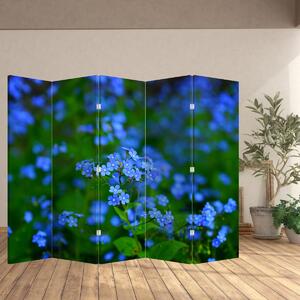 Paraván - Modré květiny (210x170 cm)