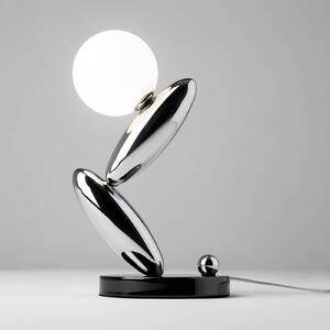 Maytoni LED stolní lampa RESONANCE, platinová/opálová, 37 cm, kov/sklo, stmívatelné, stmívatelný, Hliník / šedá / zinek, Obývací pokoj / jídelna, kov, Moderní