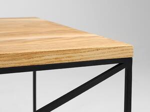 Nordic Design Přírodní masivní konferenční stolek Mountain s černou podnoží 100x100 cm