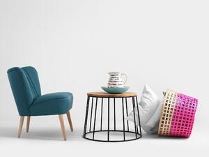 Nordic Design Přírodní masivní konferenční stolek Vito s černou podnoží Ø 50 cm