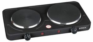 Elektrický vařič Brock, 2 plotýnky 18,5cm a 15,5cm, 1500+1000W, černý, litinový