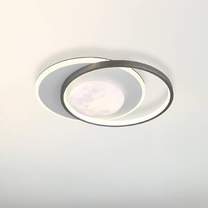 Globo LED stropní svítidlo Moon, černá/šedá, kov, 37 cm, Černá, Chodba, kov