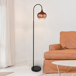 Globo Stojací lampa Maxy, měď/černá, sklo, výška 150 cm, E27, Měď, Obývací pokoj / jídelna, Sklo