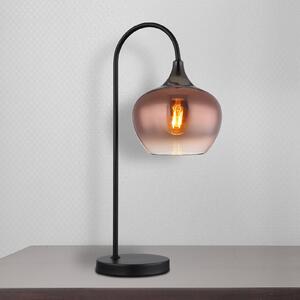 Globo Stolní lampa Maxy, měď/černá, sklo, výška 54 cm, E27, Měď, Obývací pokoj / jídelna, Sklo