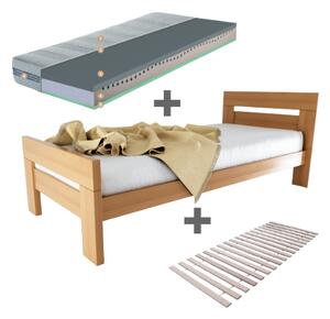 Masivní buková postel NEX 90 natur + oboustranná matrace + rošt, MASTERWOOD