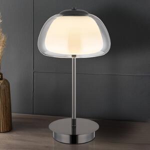Globo LED stolní lampa Avila, kouřově šedá/černá, sklo, stmívatelné, stmívatelný, Hliník / šedá / zinek, Obývací pokoj / jídelna, Sklo