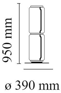 Flos F0289000 Noctambule F2 Low Cylinders Small Base, stojací lampa ze skla se stmívačem, 3x9W LED 2700K, výška 95cm