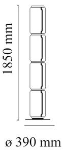 Flos F0291000 Noctambule F4 Low Cylinders Small Base, stojací lampa ze skla se stmívačem, 5x9W LED 2700K, výška 185cm