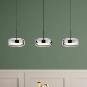Globo LED závěsné světlo Livion, kouřově šedé/černé, sklo, 85 cm, Hliník / šedá / zinek, Obývací pokoj / jídelna, Sklo