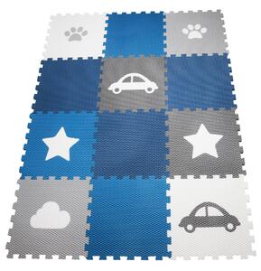 Minideckfloor podlaha 12 dílů - tlapka, mrak, auto, hvězda 1605