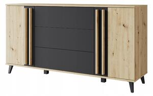 Komoda KING-Meble Helsinki 150 x 39,5 x 77,8 cm, dub artisan, grafit
