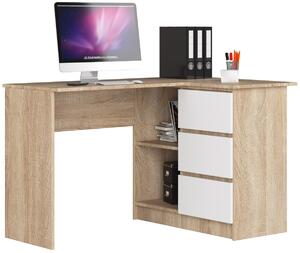 Ak furniture Rohový psací stůl B16 124 cm dub sonoma/bílý pravý
