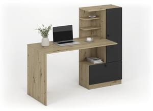 Halmar Psací stůl s regálem HOBAS dub artisan / černá