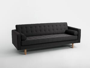Nordic Design Antracitově šedá látková třímístná pohovka Emmet Timber 220 cm