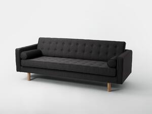 Nordic Design Antracitově šedá látková třímístná pohovka Emmet Timber 220 cm